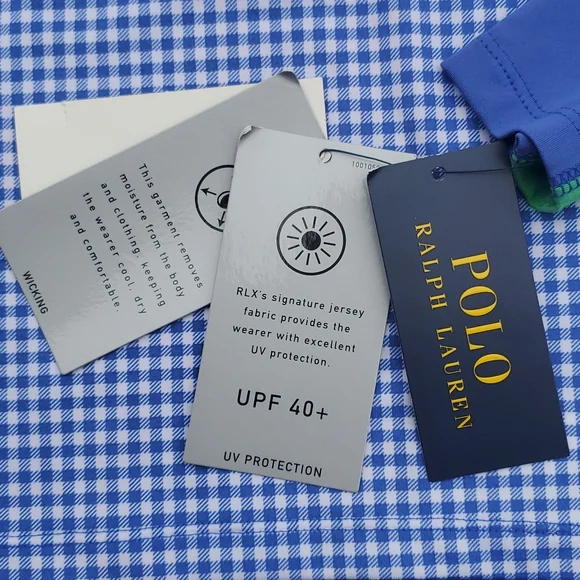 Polo Ralph Lauren Golf II Pullover Blue Gingham UPF 40+ Long Sleeve Top 6X Youth - Picture 4 of 9